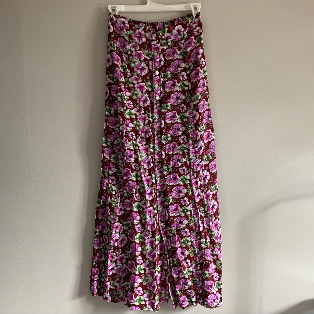 Urban Renewal Floral Maxi Skirt - Red & Pink